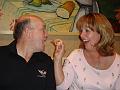 Patty feeds Jeff shrimp with the head on - how romantic!
